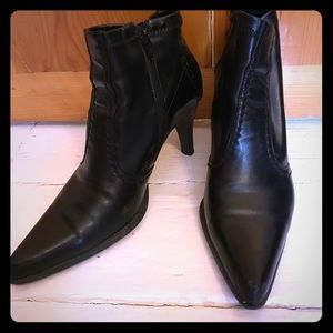 Franco Sarto pointed black ankle bootie